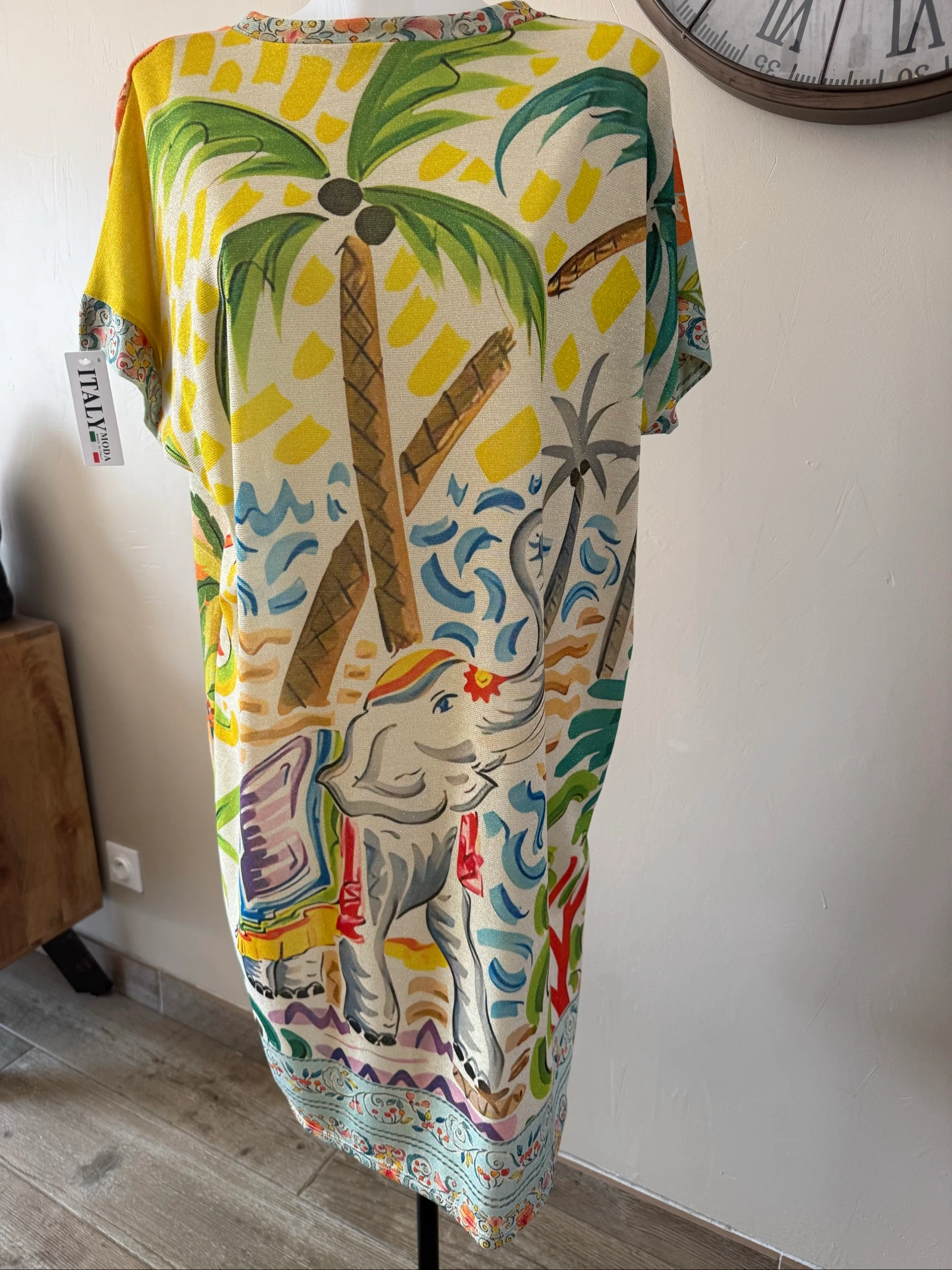 Robe tunique pailletée tendance tropicale Made in Italy – Taille unique – photo 2